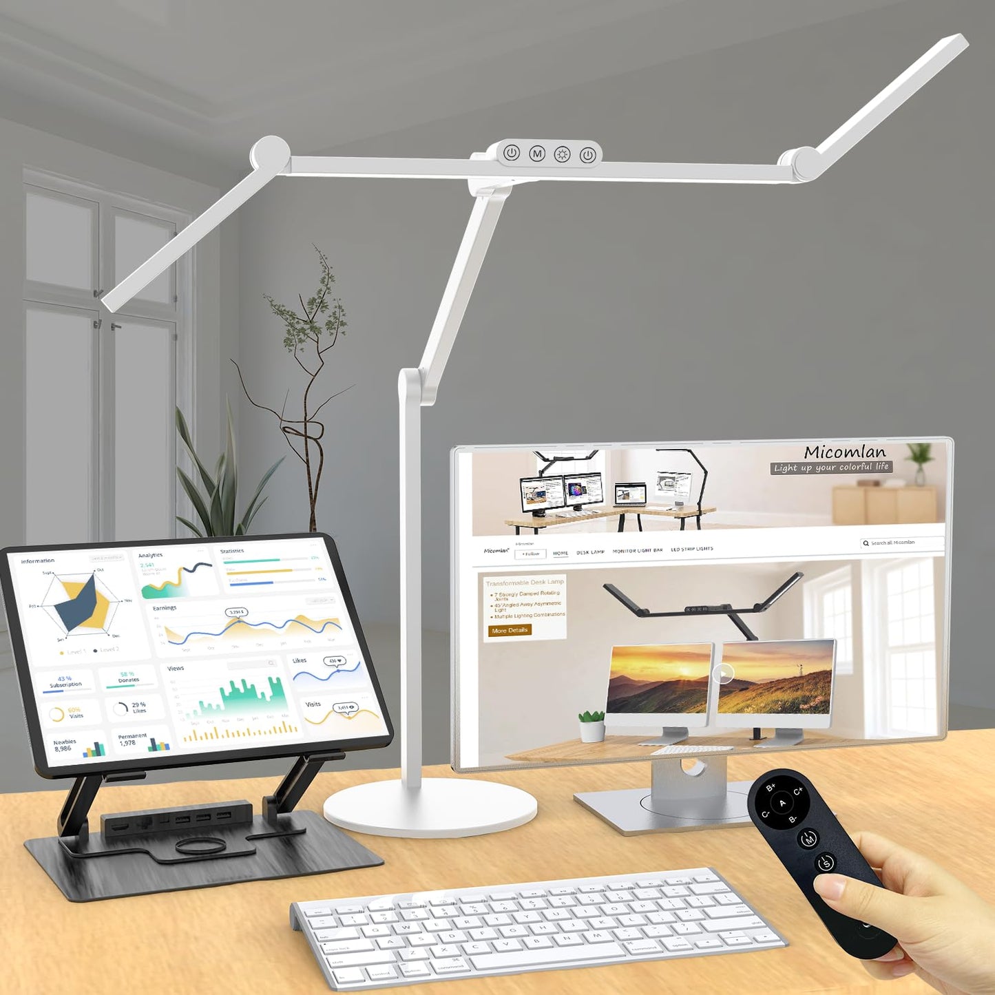 Micomlan Desk Lamp with Base