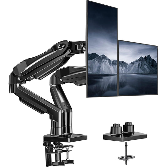 Dual Monitor Desk Mount Fully Adjustable Swivel VESA C Clamp Grommet Base 13–32 Inch Screen Support Stand