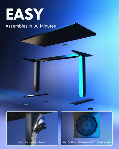 Electric Standing Desk Adjustable Height One Piece Desktop 4 Memory Presets Stable Home Office Desk