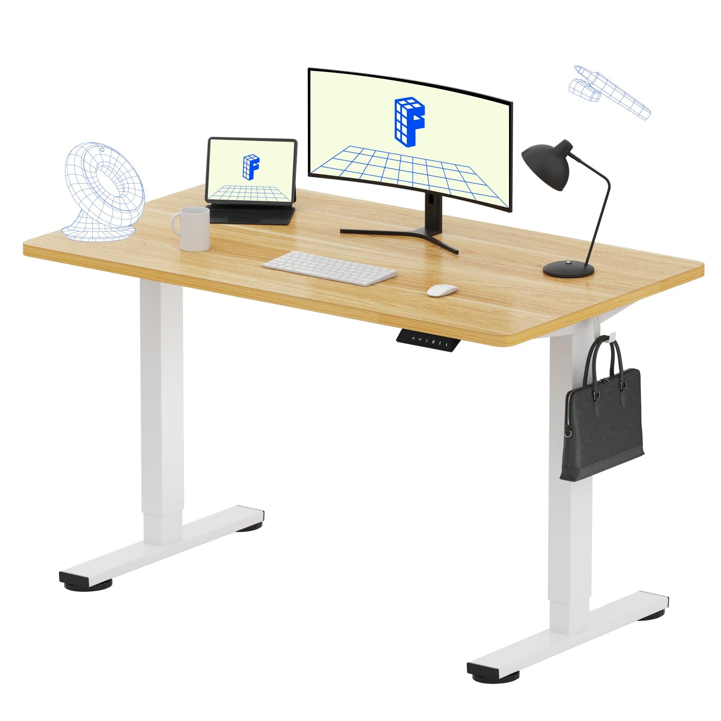 Electric Standing Desk Adjustable Height One Piece Desktop 4 Memory Presets Stable Home Office Desk