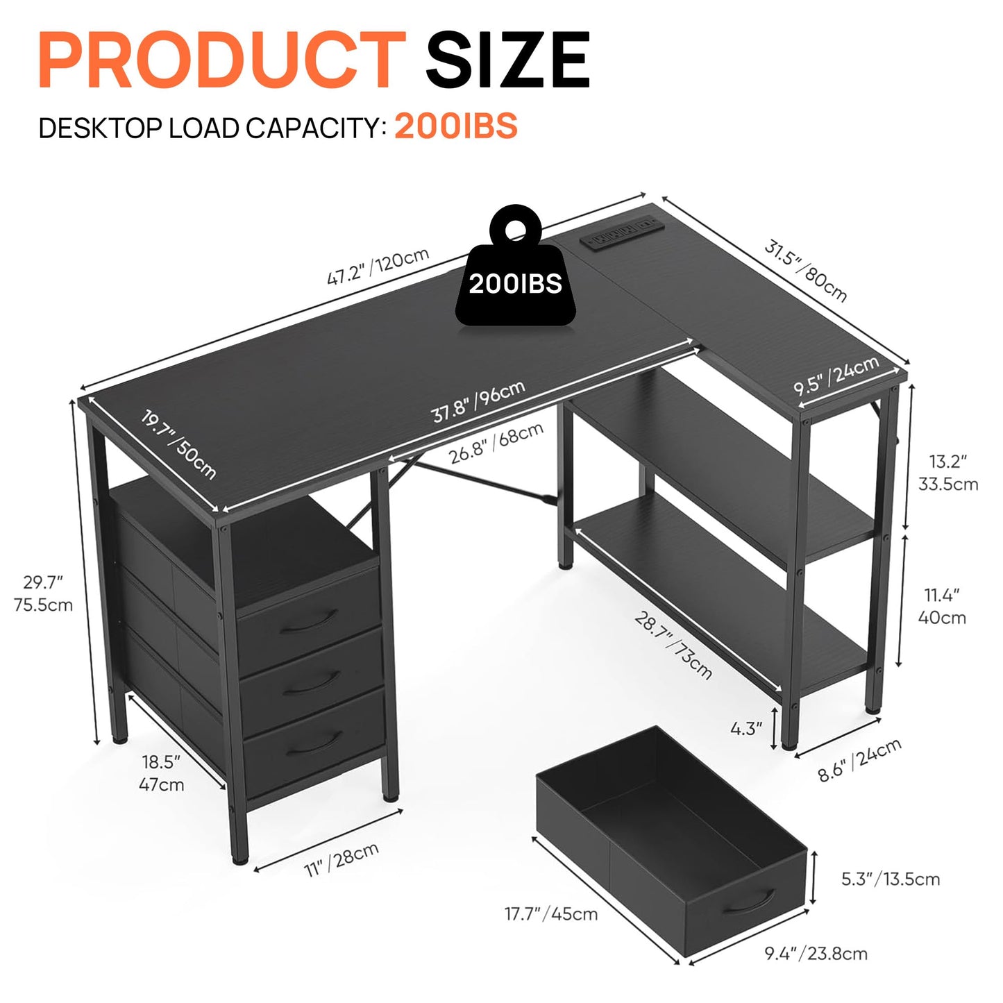 L Shaped Gaming Desk with Shelves Reversible Storage Corner Computer Desk for Gaming Study Writing Home Office