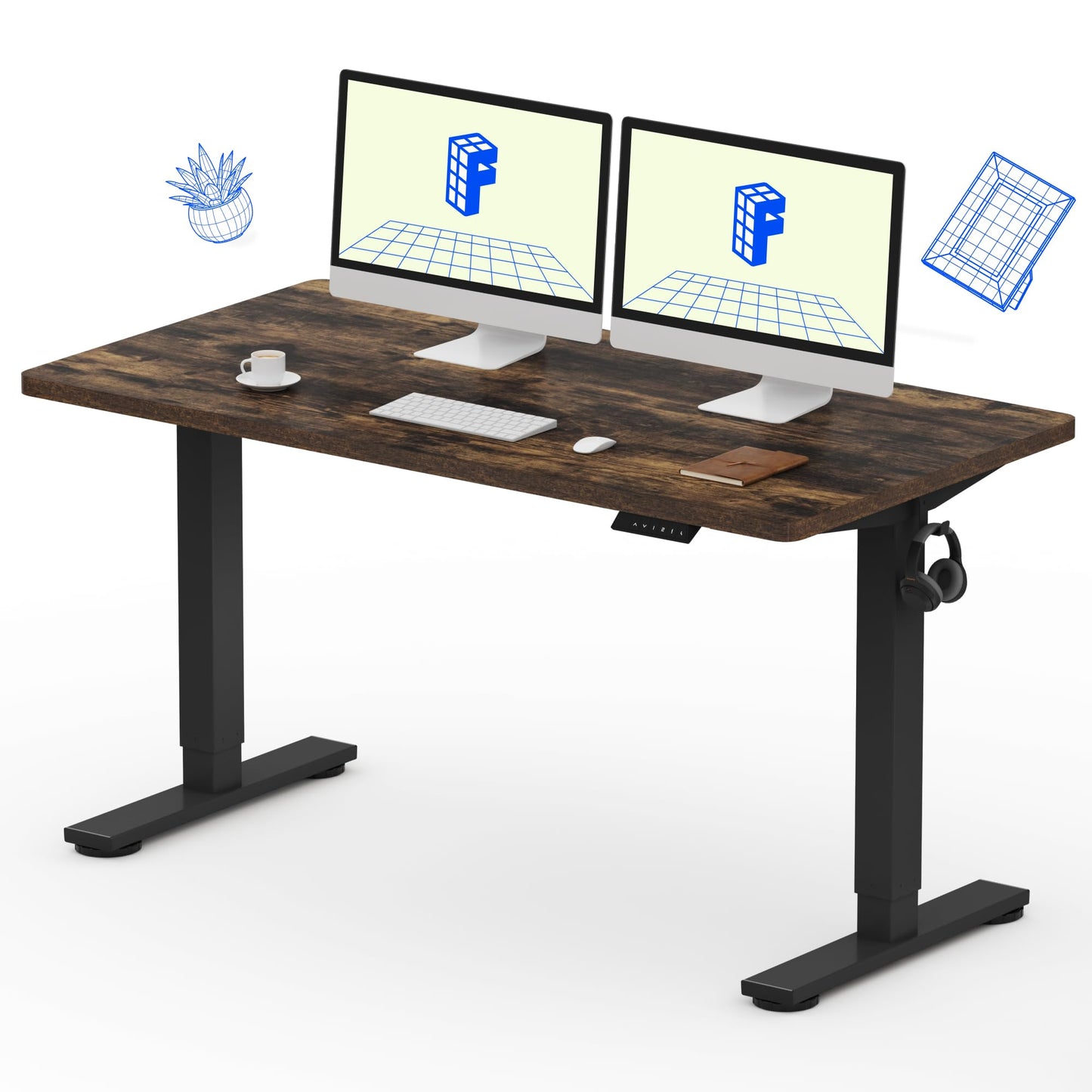 Electric Standing Desk Adjustable Height One Piece Desktop 4 Memory Presets Stable Home Office Desk