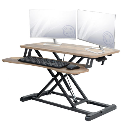 Height Adjustable Desk Converter Sit Stand Workstation Dual Monitor Laptop Riser Wide Keyboard Tray