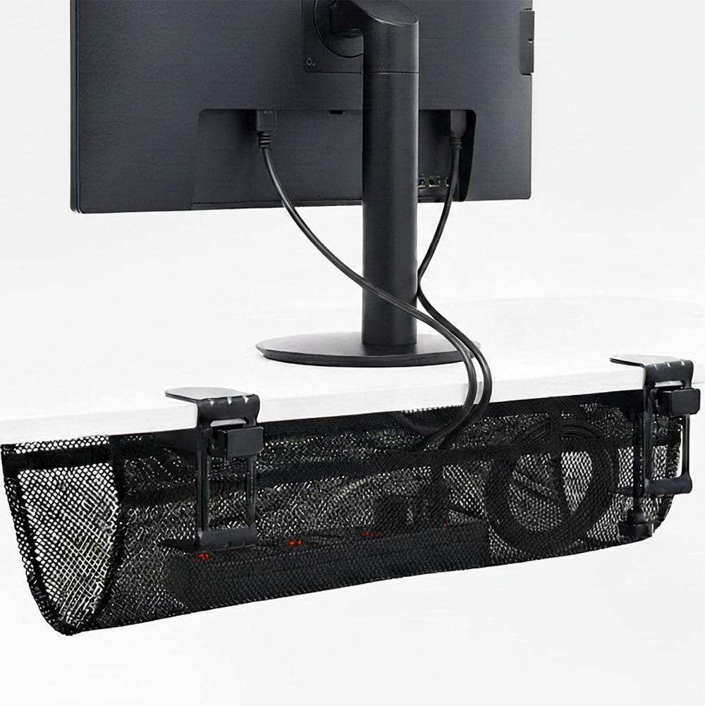 Under Desk Cable Management Mesh Clamp-On Wire Organizer Workstation Cable Net Storage Rack