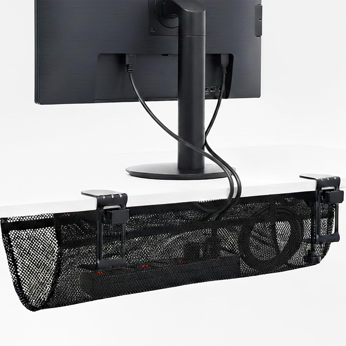 Under Desk Cable Management Mesh Clamp-On Wire Organizer Workstation Cable Net Storage Rack