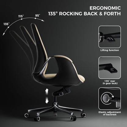 Genuine Leather Executive Office Chair Big and Tall Ergonomic Reclining Swivel Base