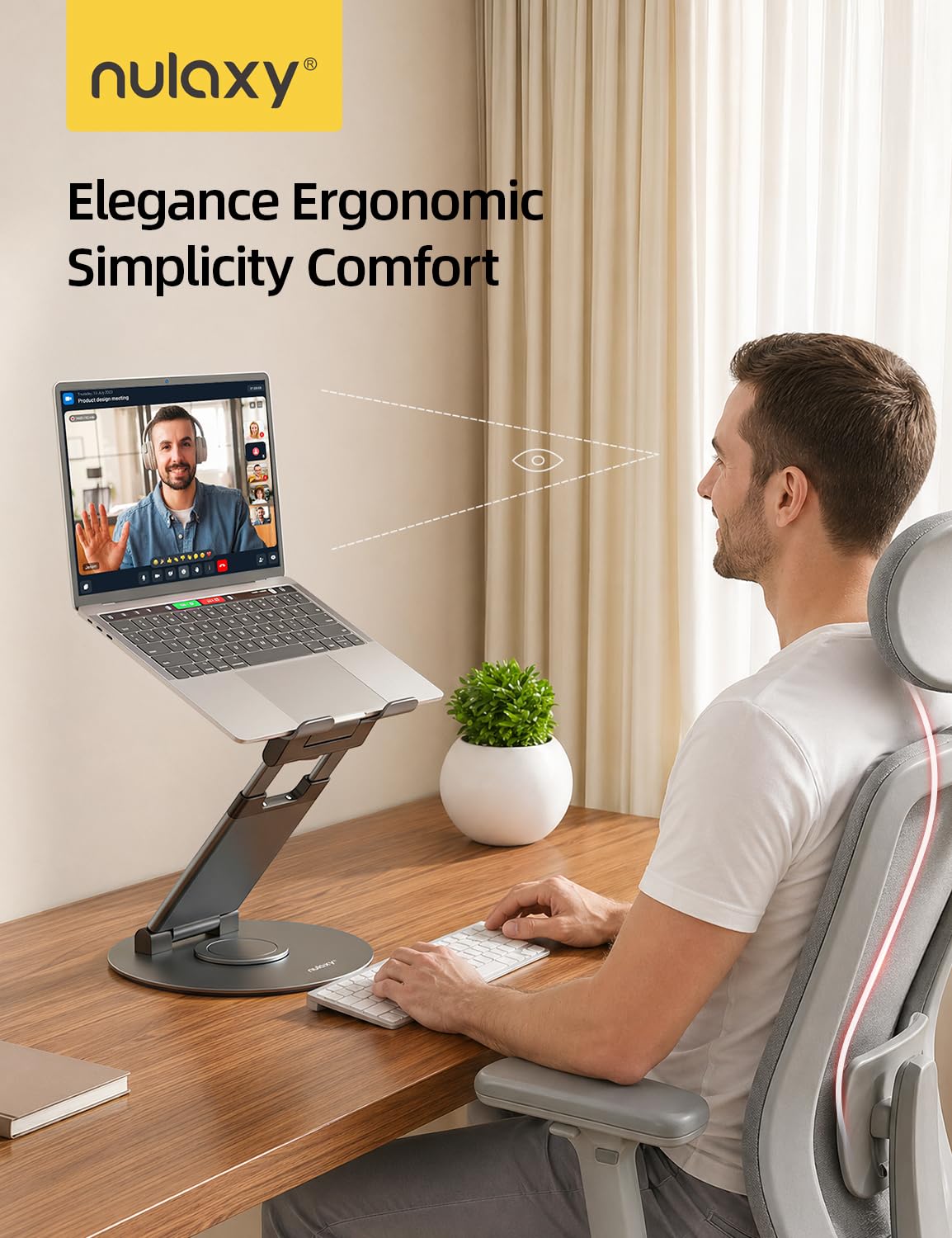 Swivel Adjustable Laptop Stand 360° Rotating Base Ergonomic Height Riser Desk Holder