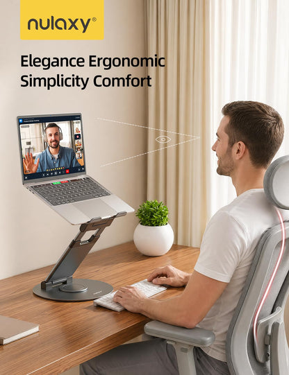 Swivel Adjustable Laptop Stand 360° Rotating Base Ergonomic Height Riser Desk Holder