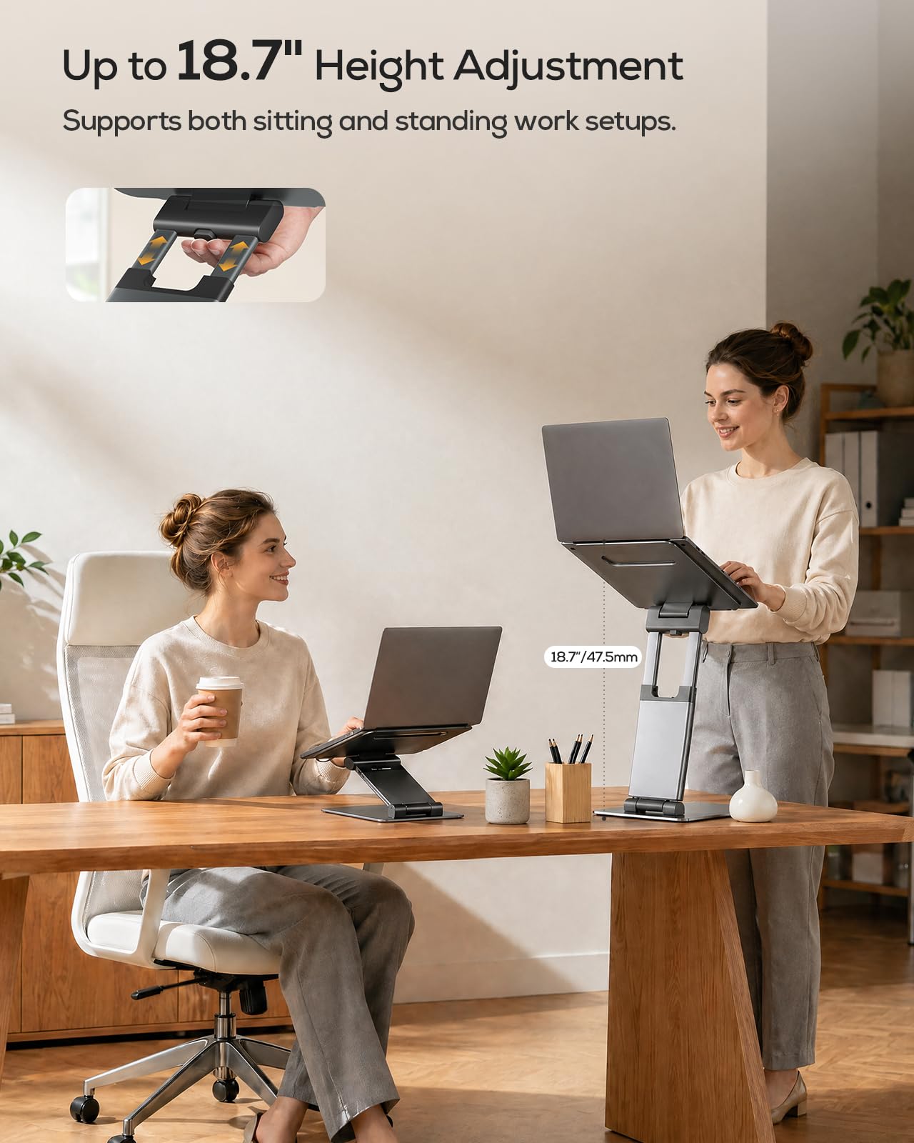 Adjustable Height Laptop Stand Ergonomic Riser Portable Desk Holder for 10–17 Inch Laptops