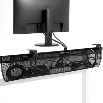 Under Desk Cable Management Mesh Clamp-On Wire Organizer Workstation Cable Net Storage Rack