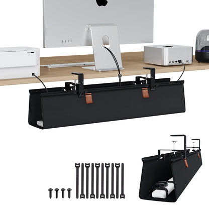 Under Desk Cable Management Tray Fabric Cord Organizer Clamp or Screw Mount No Drill Wire Management Home Office
