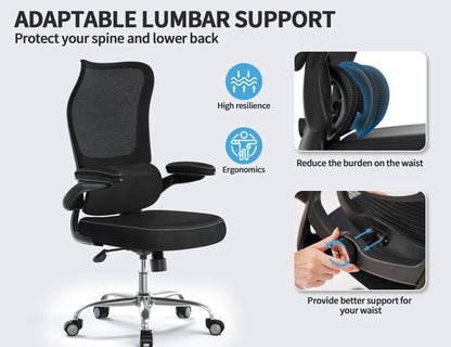 High Back Ergonomic Office Chair Mesh Back Lumbar Support PU Seat Gaming Style