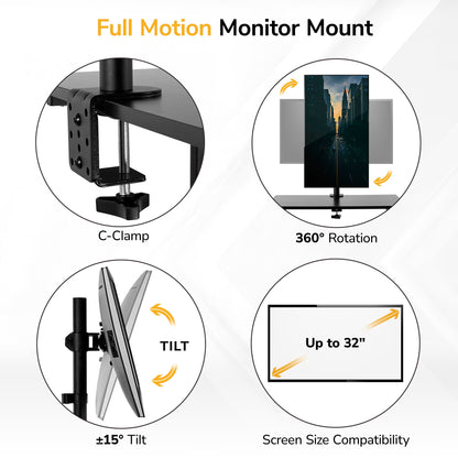Mobile Stand Up Desk Adjustable Height Rolling Workstation with Monitor Arm Presentation Cart Computer Desk
