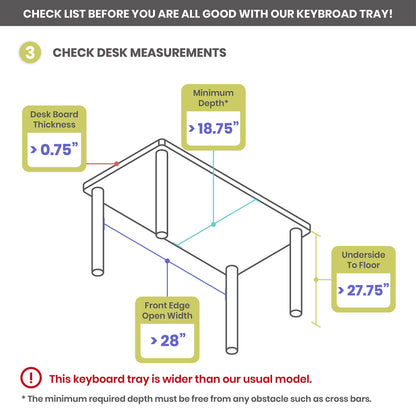 FERSGO KTS Underdesk Keyboard Tray Steady Series