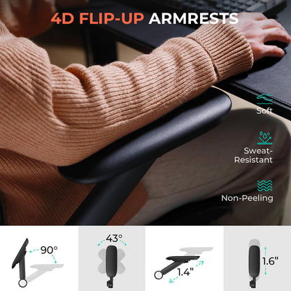 Ergonomic Mesh Office Chair Adjustable Lumbar High Back 4D Arms Tilt Headrest 400lb Capacity PU Wheels