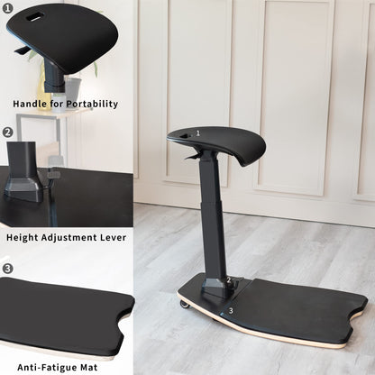 Ergonomic Leaning Perch Standing Desk Stool Anti-Fatigue Posture Seat Adjustable Height