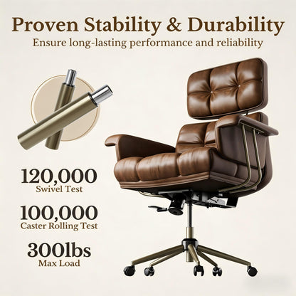 High Back Ergonomic PU Leather Executive Office Chair Reclining Swivel Lumbar Support