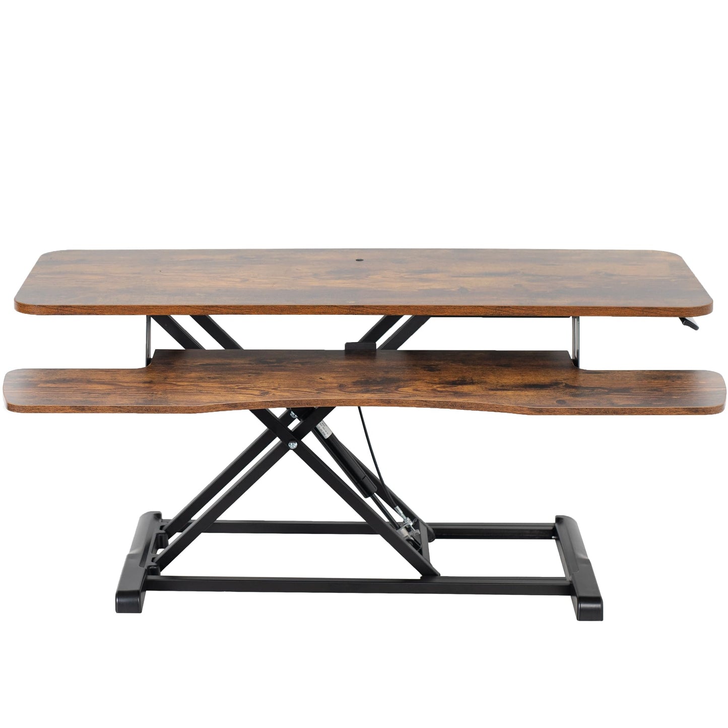 Height Adjustable Desk Converter Sit Stand Workstation Dual Monitor Laptop Riser Wide Keyboard Tray