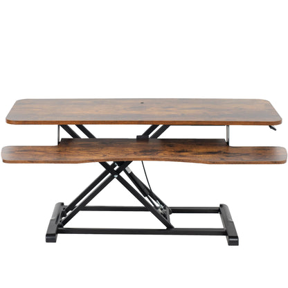 Height Adjustable Desk Converter Sit Stand Workstation Dual Monitor Laptop Riser Wide Keyboard Tray