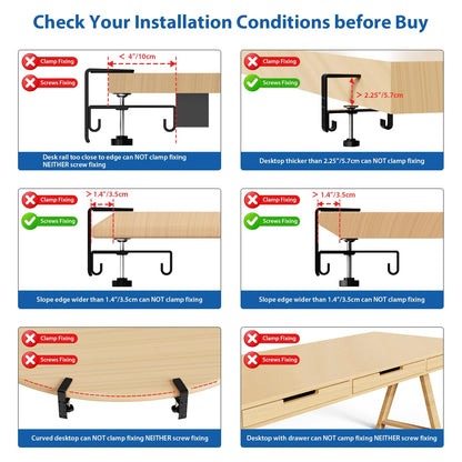 Under Desk Cable Management Tray Fabric Cord Organizer Clamp or Screw Mount No Drill Wire Management Home Office