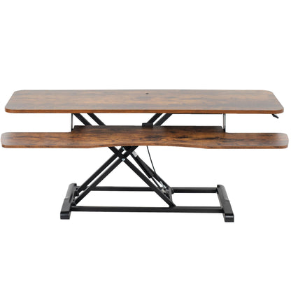 Height Adjustable Desk Converter Sit Stand Workstation Dual Monitor Laptop Riser Wide Keyboard Tray