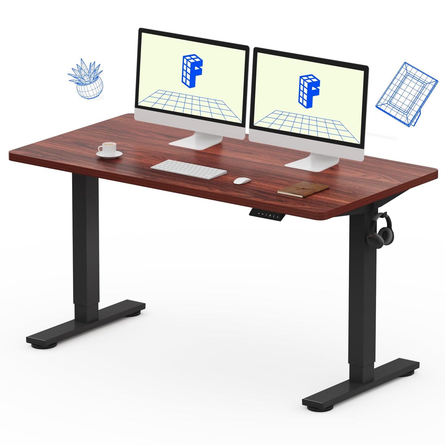 Electric Standing Desk Adjustable Height One Piece Desktop 4 Memory Presets Stable Home Office Desk