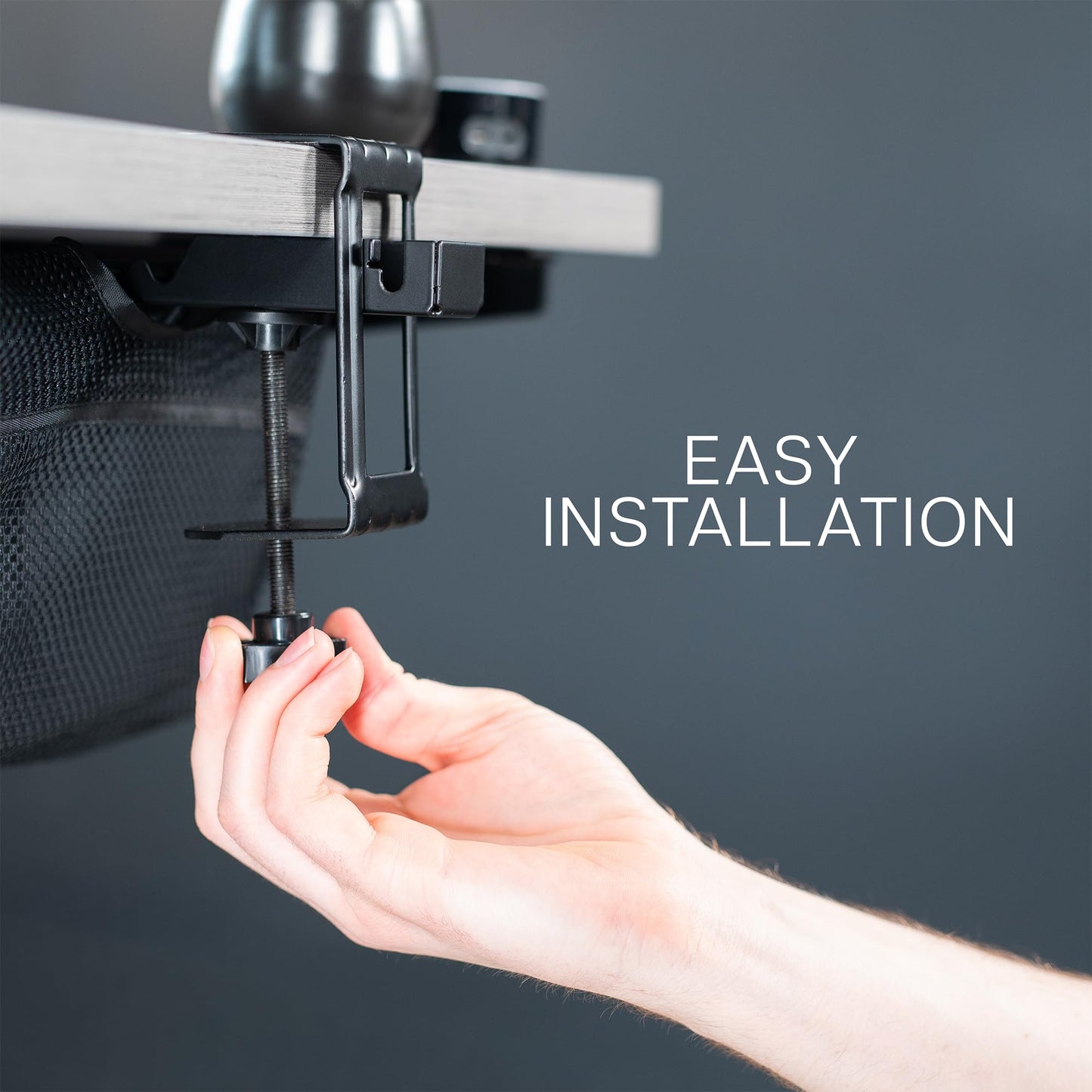 Under Desk Cable Management Mesh Clamp-On Wire Organizer Workstation Cable Net Storage Rack