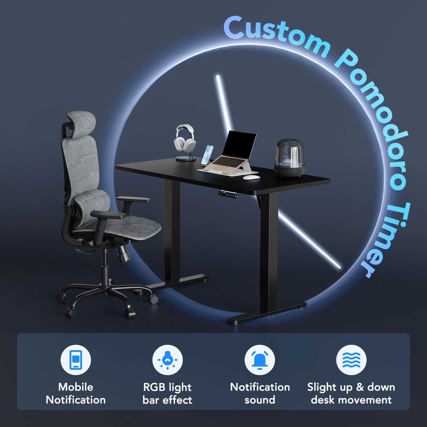 Electric Standing Desk Adjustable Height Sit Stand Desk with Memory Settings Home Office Desk