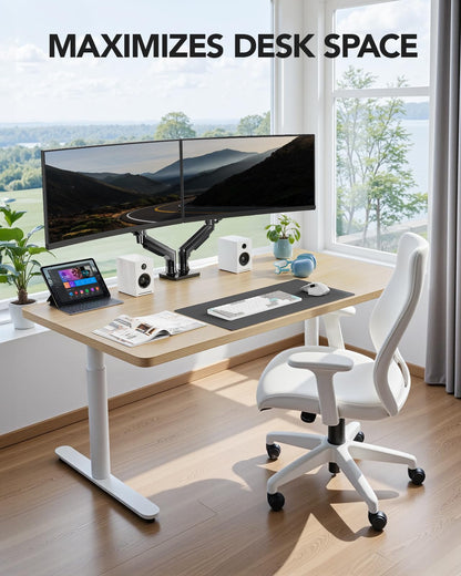 Dual Monitor Desk Mount Fully Adjustable Swivel VESA C Clamp Grommet Base 13–32 Inch Screen Support Stand