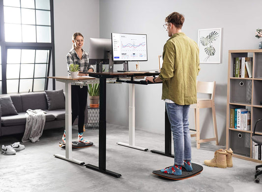Standing Desk Anti Fatigue Mat with Wobble Balance Board Wooden Ergonomic Comfort Floor Support Mat