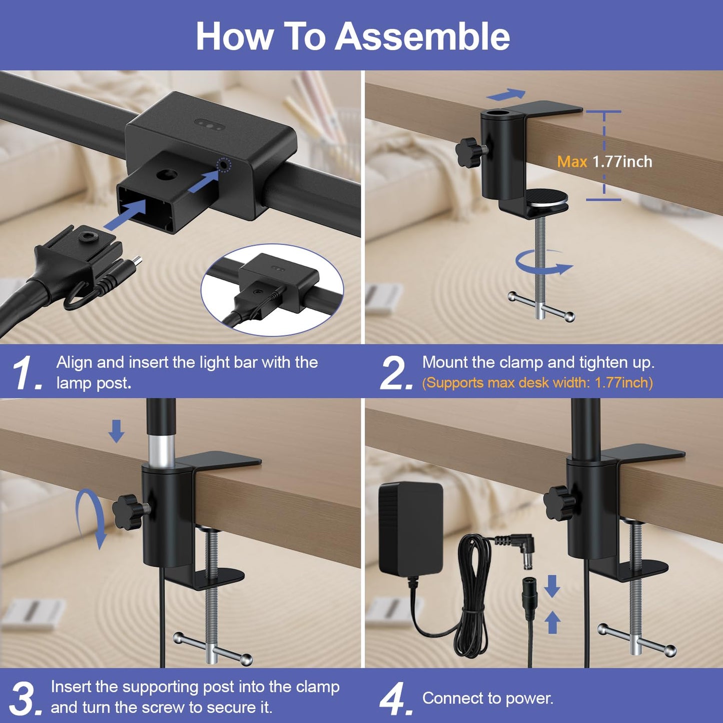 EppieBasic LED Desk Lamp 24W 31.5-inch Double Head Desk Light