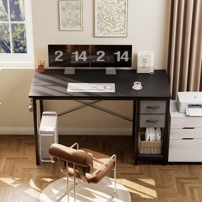Sweetcrispy 40/47 Inch Computer Desk with Drawers for Home Office