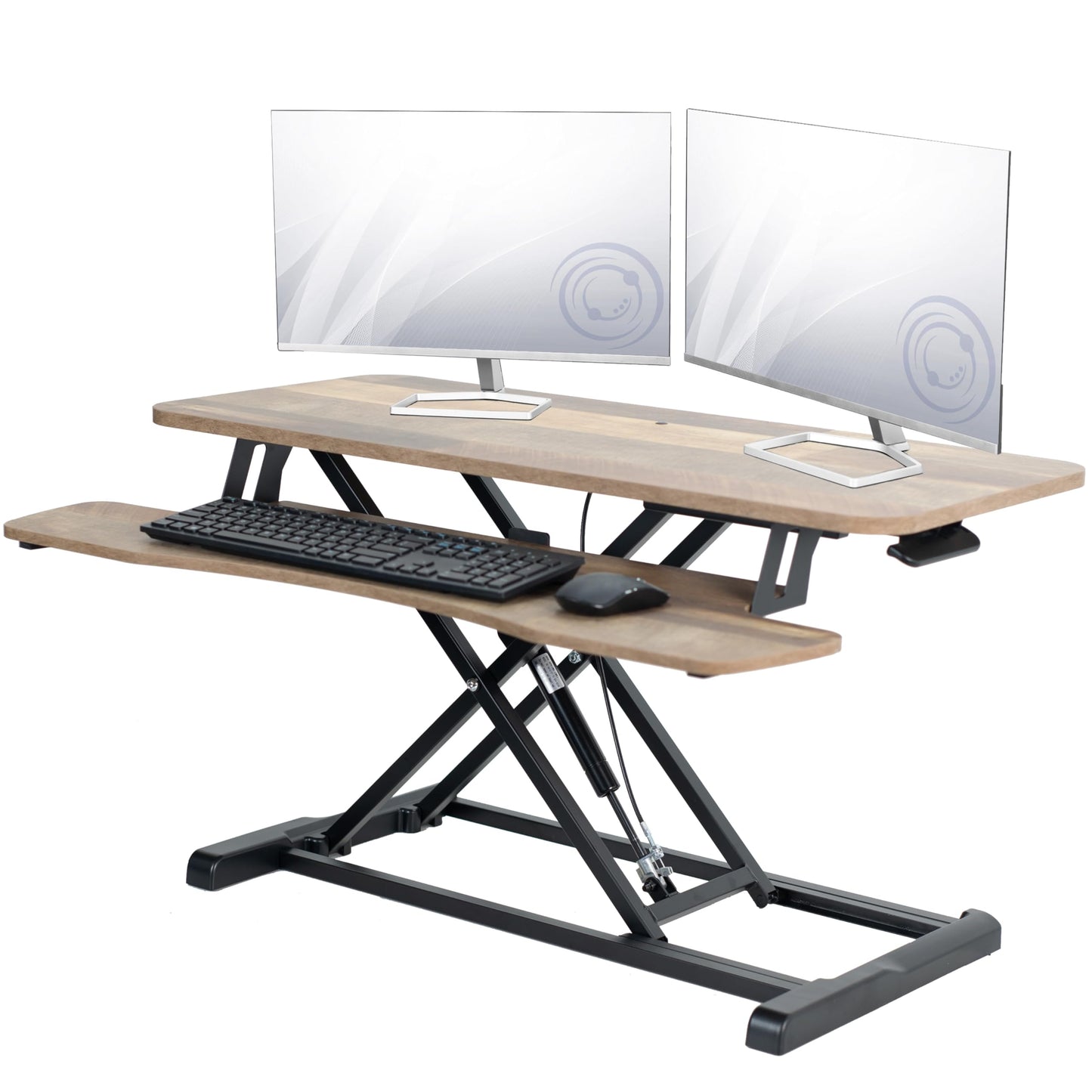 Height Adjustable Desk Converter Sit Stand Workstation Dual Monitor Laptop Riser Wide Keyboard Tray