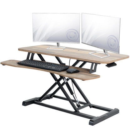 Height Adjustable Desk Converter Sit Stand Workstation Dual Monitor Laptop Riser Wide Keyboard Tray