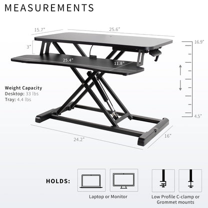 Height Adjustable Desk Converter Sit Stand Workstation Dual Monitor Laptop Riser Wide Keyboard Tray