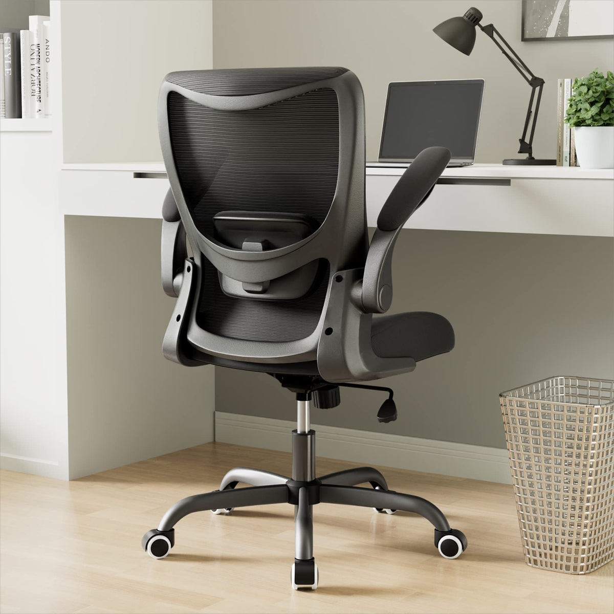 Ergonomic Mesh Office Chair Adjustable Lumbar Support Flip-Up Armrests