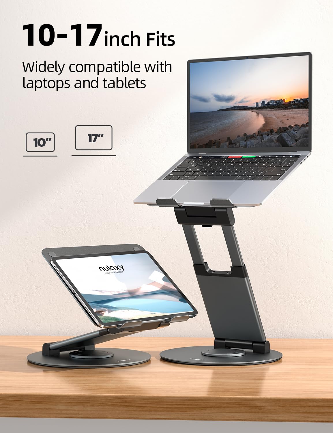 Swivel Adjustable Laptop Stand 360° Rotating Base Ergonomic Height Riser Desk Holder