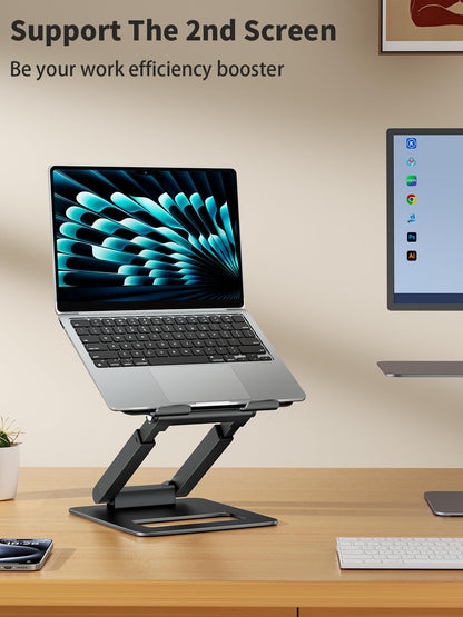 Adjustable Laptop Stand Telescopic Rotating Ergonomic Height Riser Foldable Desk Holder