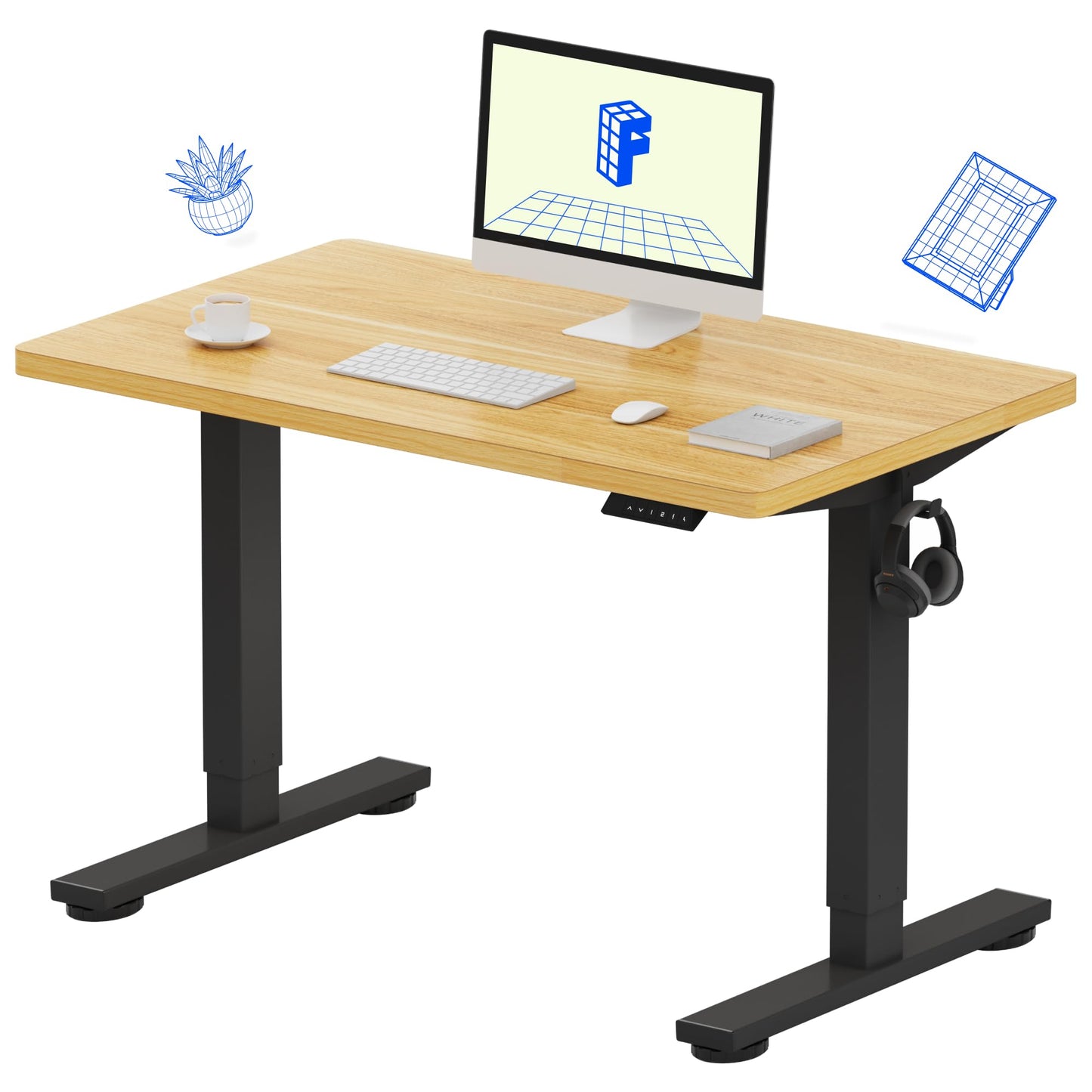 Electric Standing Desk Adjustable Height One Piece Desktop 4 Memory Presets Stable Home Office Desk