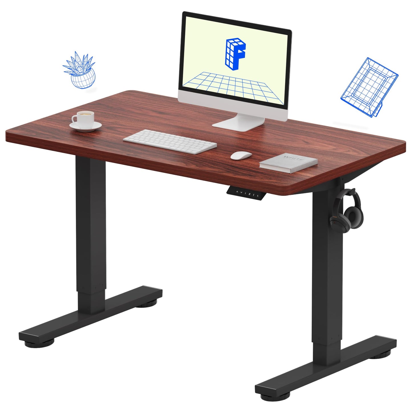 Electric Standing Desk Adjustable Height One Piece Desktop 4 Memory Presets Stable Home Office Desk