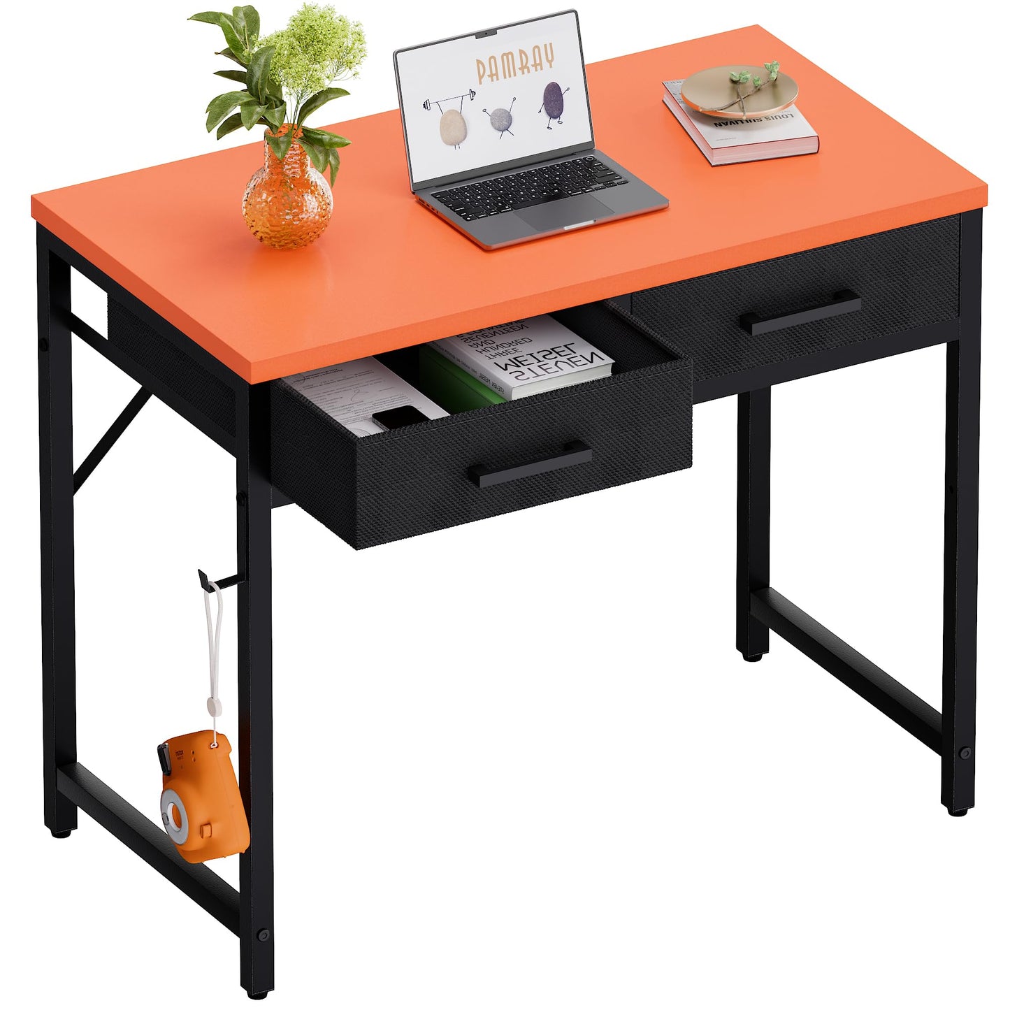 Small Computer Desk with Drawers Home Office Study Writing Table Compact Bedroom Desk