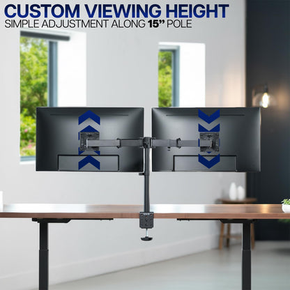 Dual Monitor Desk Mount Heavy Duty Fully Adjustable Steel Stand for Two Screens Computer Monitor Arm Stand