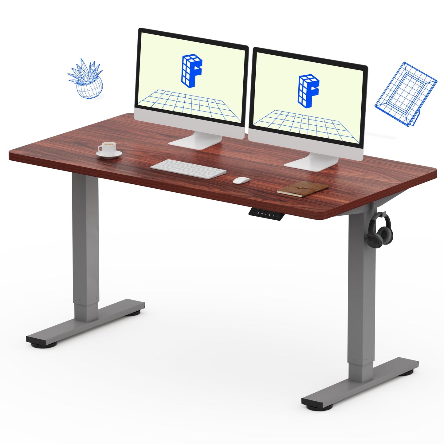 Electric Standing Desk Adjustable Height One Piece Desktop 4 Memory Presets Stable Home Office Desk