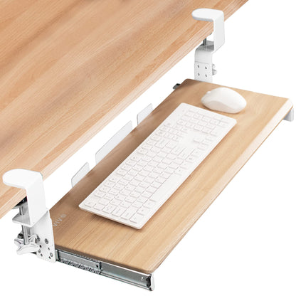 Large Under Desk Adjustable Keyboard Tray C-Clamp Slide Out Ergonomic Platform 27x11 Inch Mouse Typing Drawer Workstation