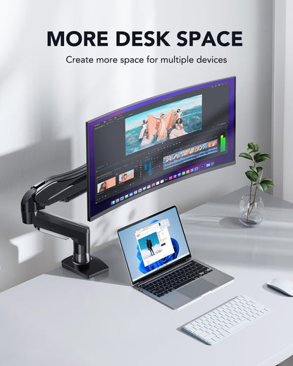Single Monitor Mount Adjustable Monitor Arm VESA C-Clamp Grommet Base 13–32 Inch Screen Support Stand