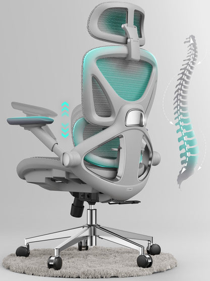 Ergonomic Mesh Office Chair Adjustable Lumbar High Back 4D Arms Tilt Headrest 400lb Capacity PU Wheels