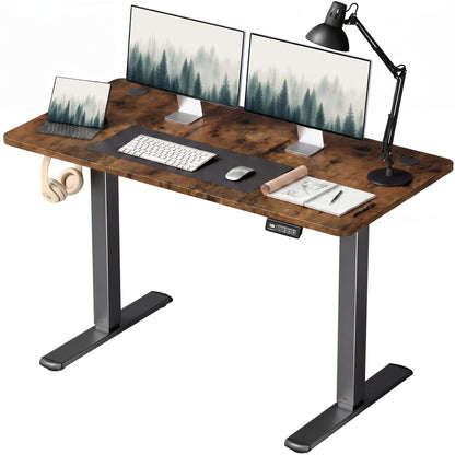 Electric Height Adjustable Standing Desk Memory Preset Sit Stand Desk Home Office T-Shaped Metal Frame