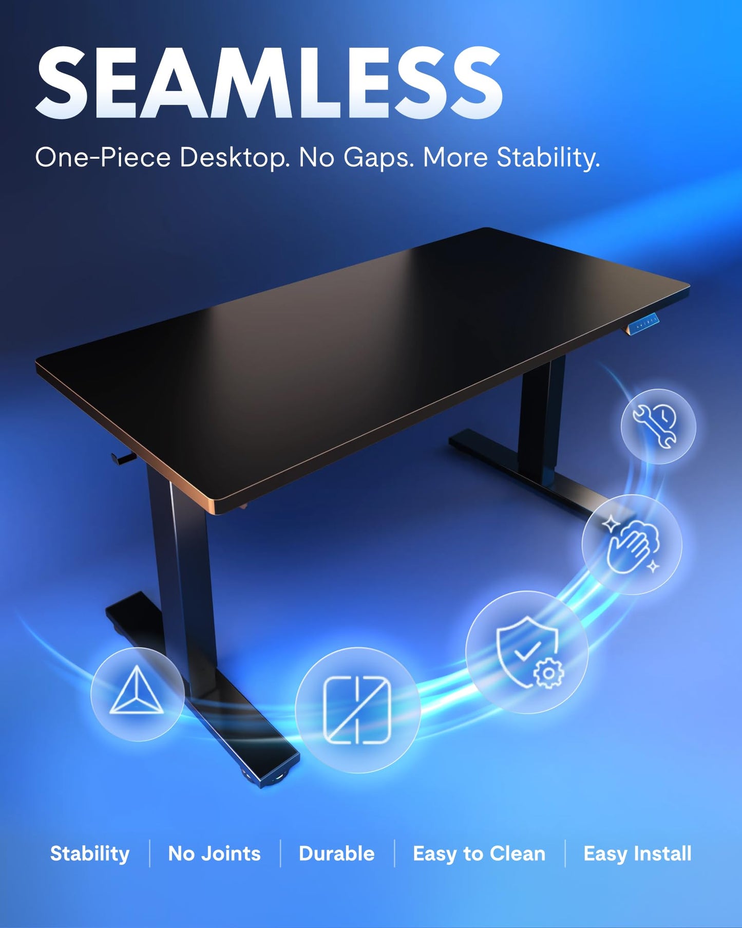 Electric Standing Desk Adjustable Height One Piece Desktop 4 Memory Presets Stable Home Office Desk