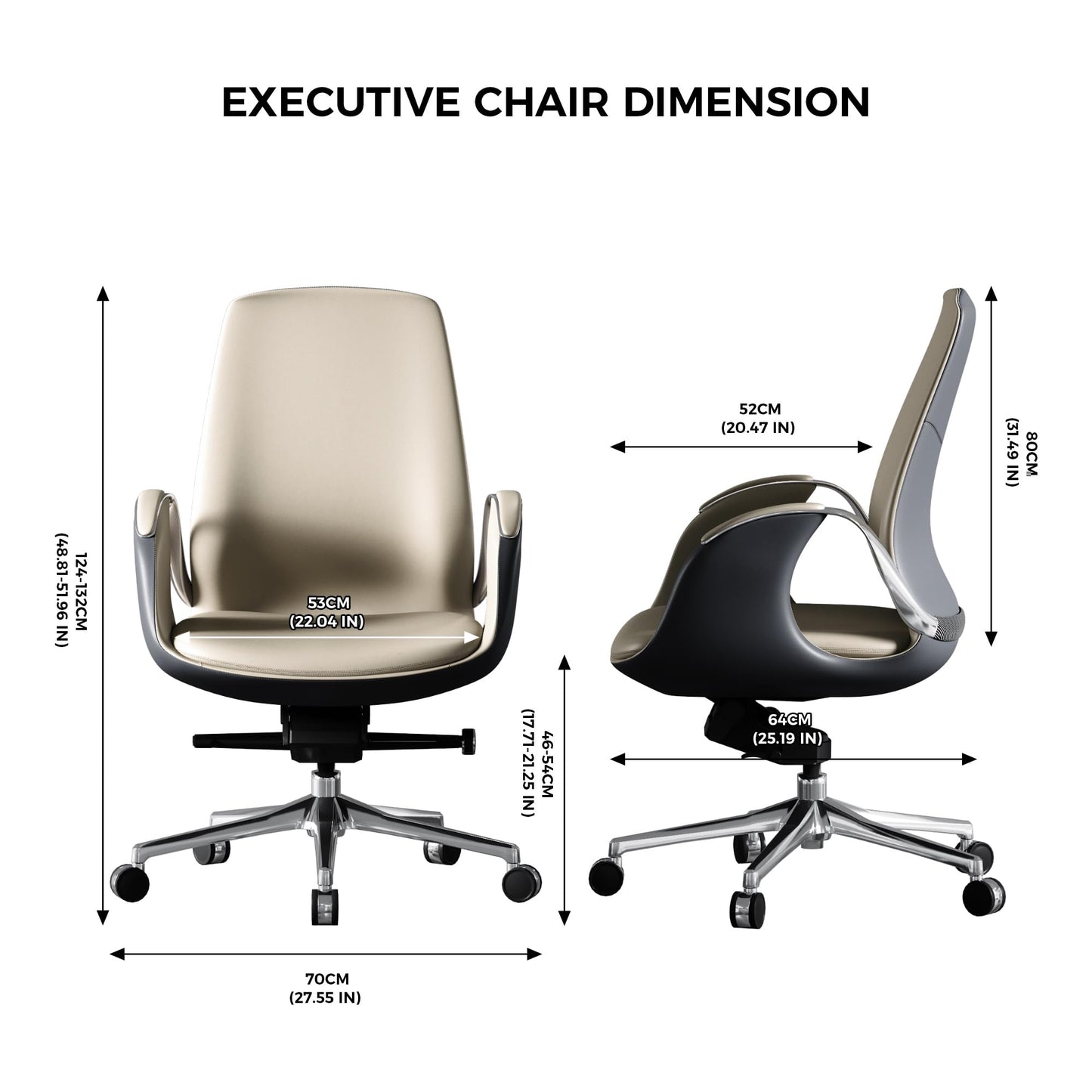Genuine Leather Executive Office Chair Big and Tall Ergonomic Reclining Swivel Base