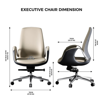 Genuine Leather Executive Office Chair Big and Tall Ergonomic Reclining Swivel Base